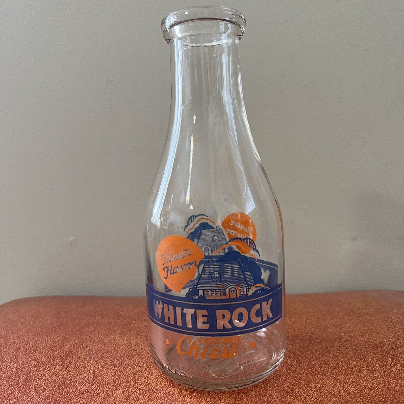 Antique White Rock 1 QT Dairy Bottle Cottage Cheese / Butter Advertising 1939