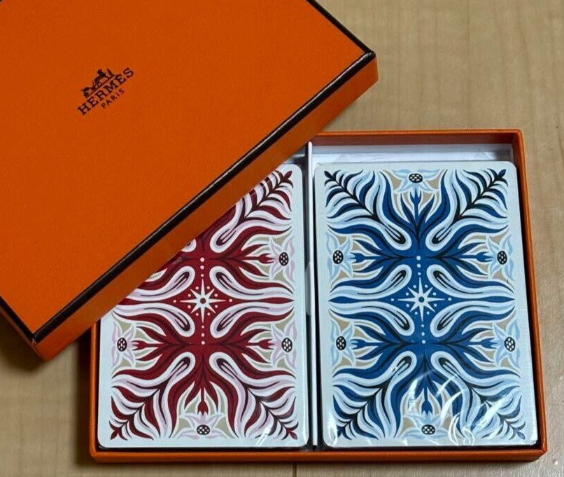 HERMES / Playing Cards Game Set Of 2 / Rare / Both Unused / Red & Blue
