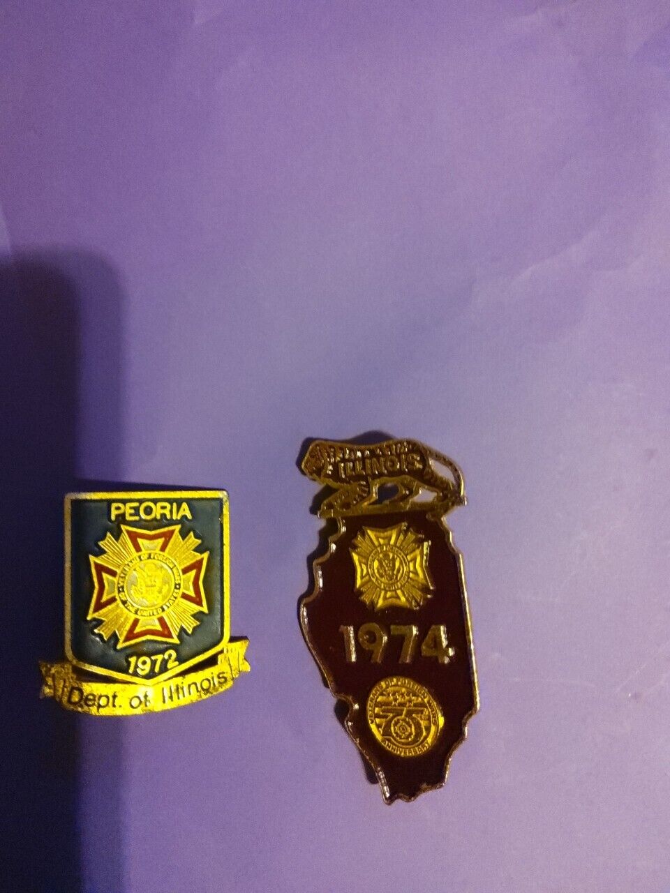 1972 PEORIA DEPT OF ILLINOIS VETERANS OF FOREIGN WARS VFW 1974 ANNIVERSARY PIN