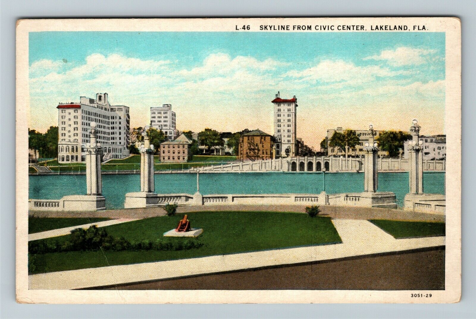 Lakeland FL-Florida, Skyline From Civic Center Vintage Souvenir Postcard