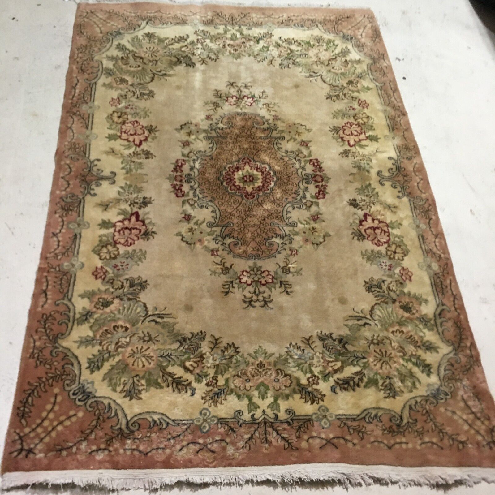 Vintage 1950\'s Rare Colors Kerman Persian Hand Knotted 81in X 52in Wool Rug