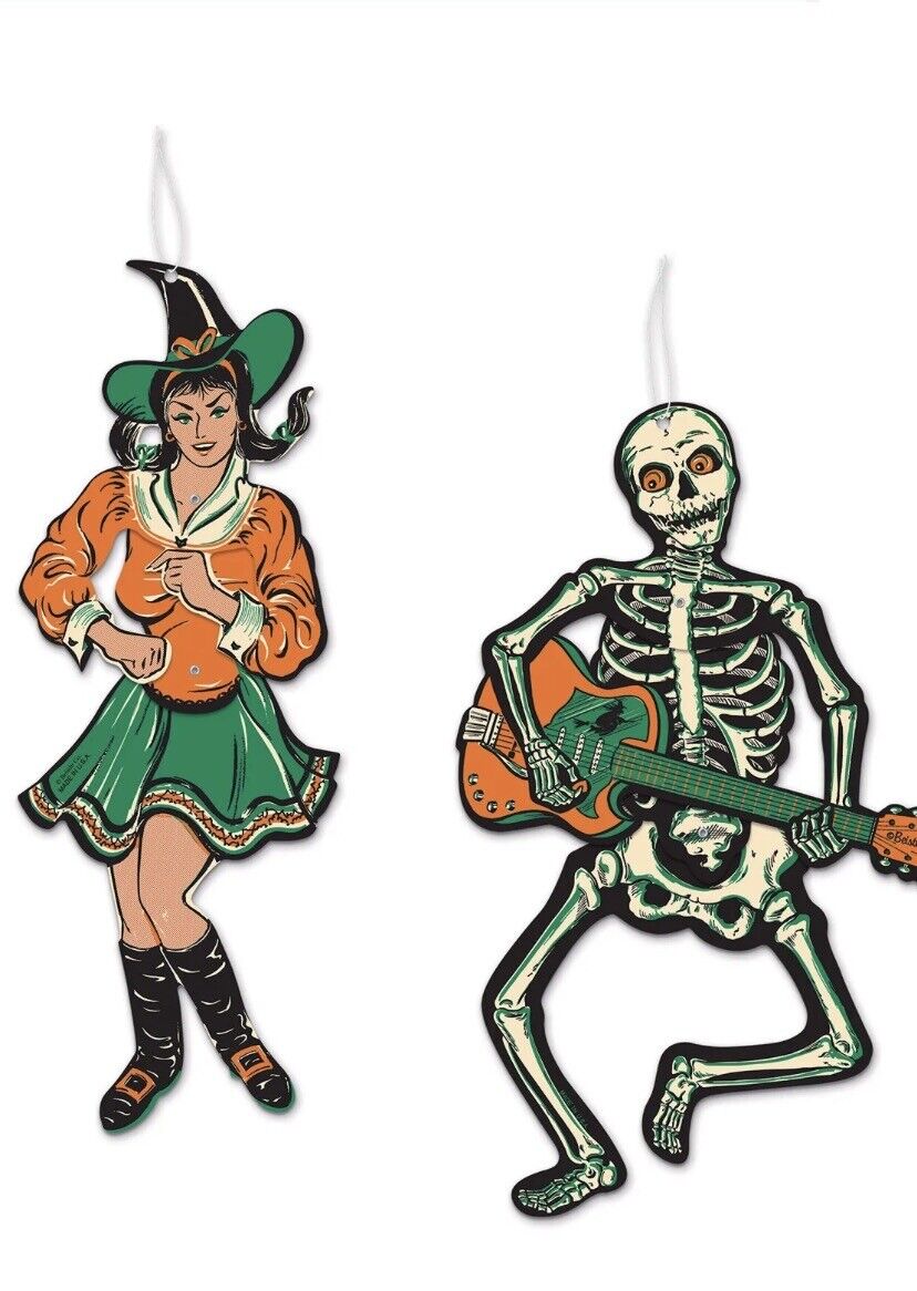 NEW REPROS-1966 BEISTLE HALLOWEEN VINTAGE DESIGNS JOINTED GOGO DANCERS GROOVY