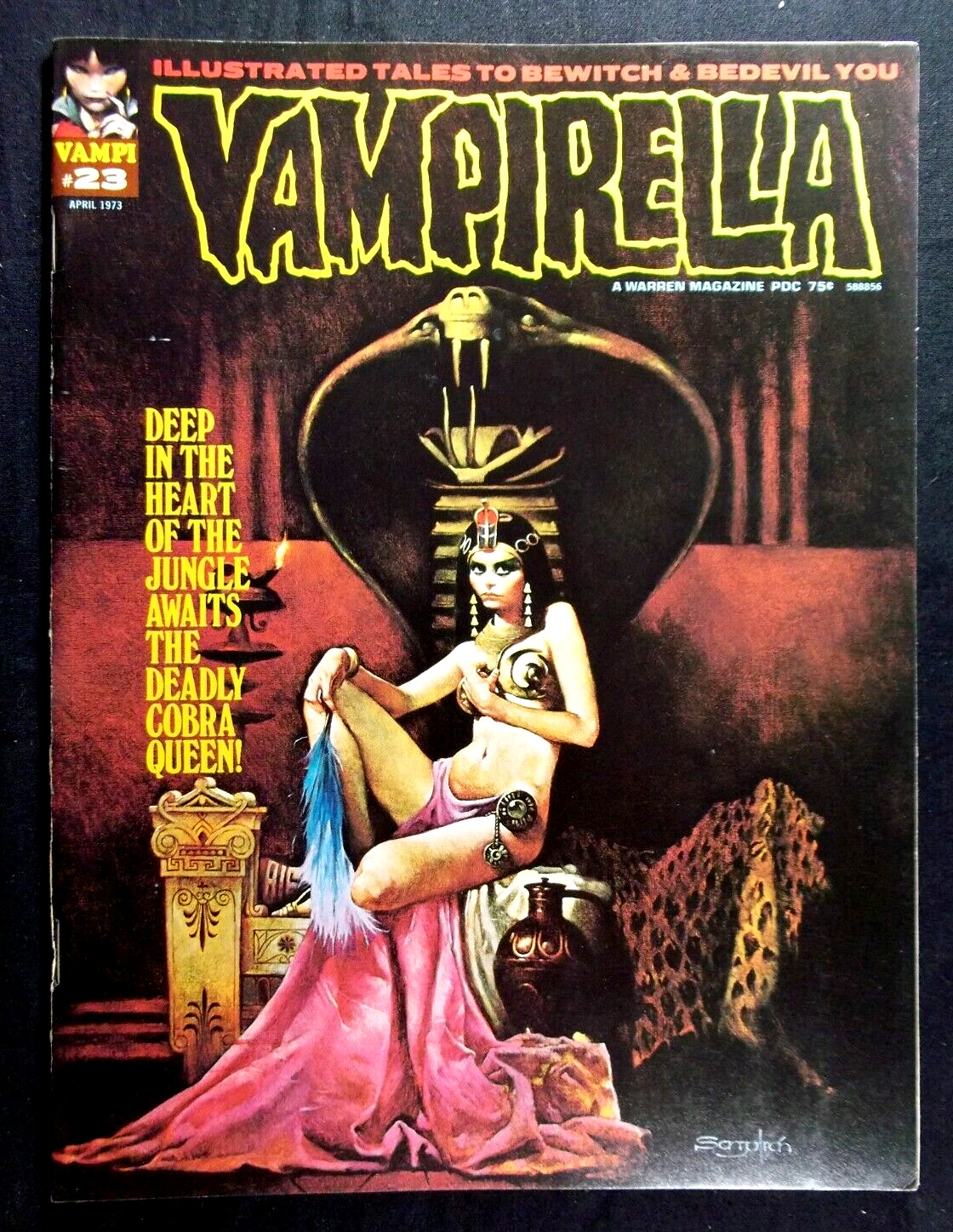 Vampirella #23 VF 7.5 Sanjulian Cover Art, Vintage Warren Magazine 1973