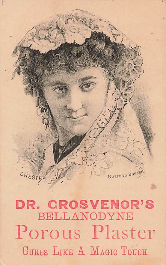 1880s-90s Dr Grosvenors Poros Plaster Bellanodyne Woman Quack Medicine P296