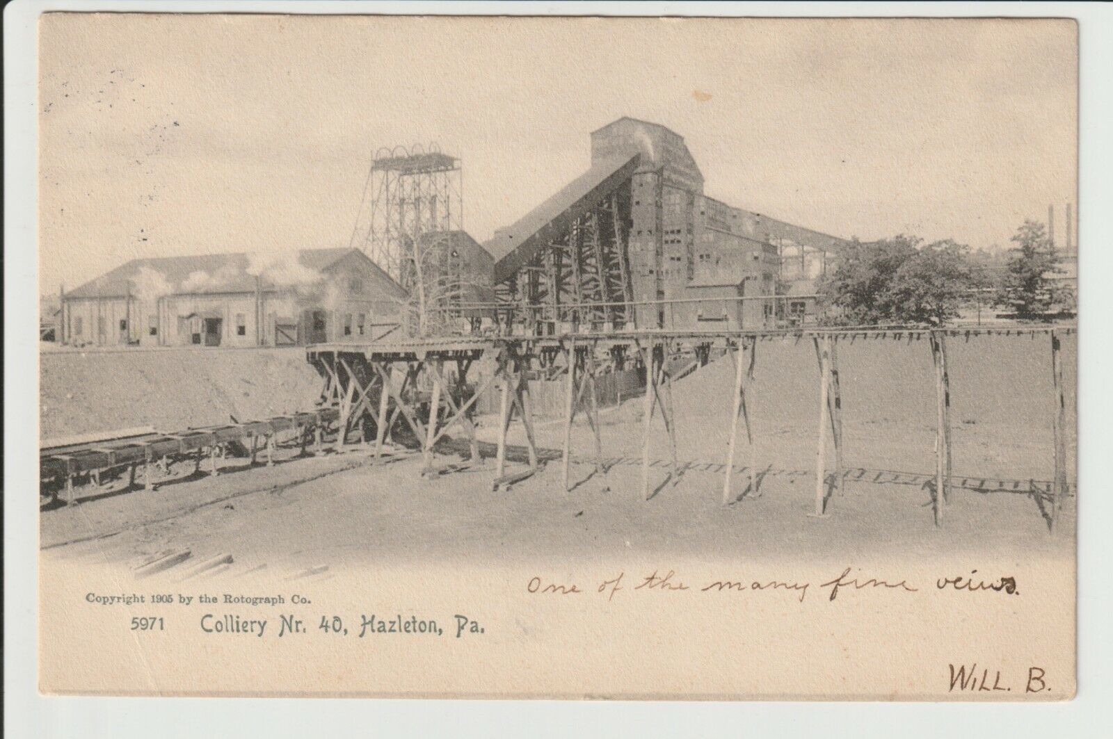 Hazleton Pennsylvania Colliery Number 40 1905 view by Rotograph POSTED 1905 PA