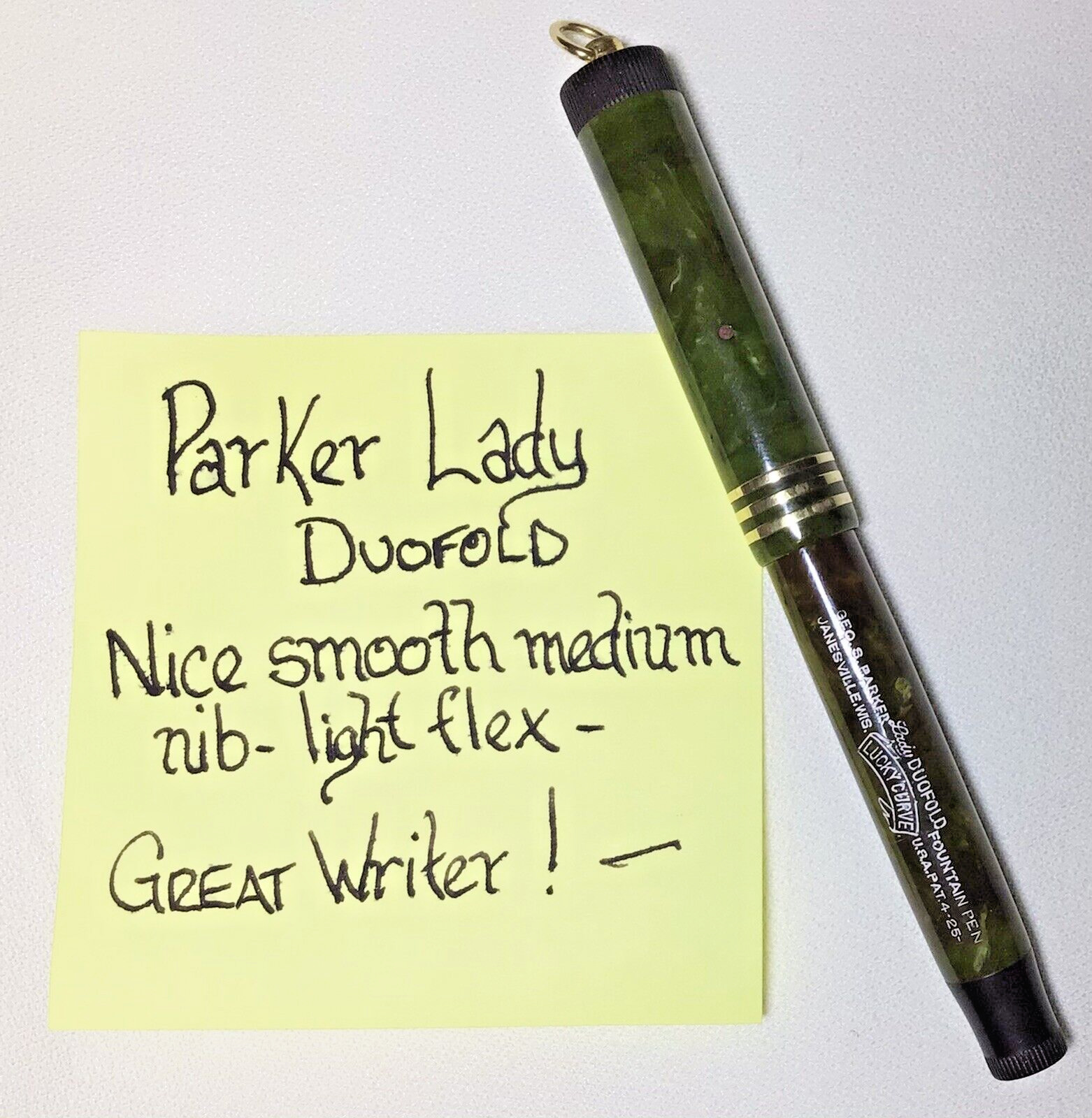 Parker Lady Doufold Jade Green Great Writer Completely Cleaned & Restored