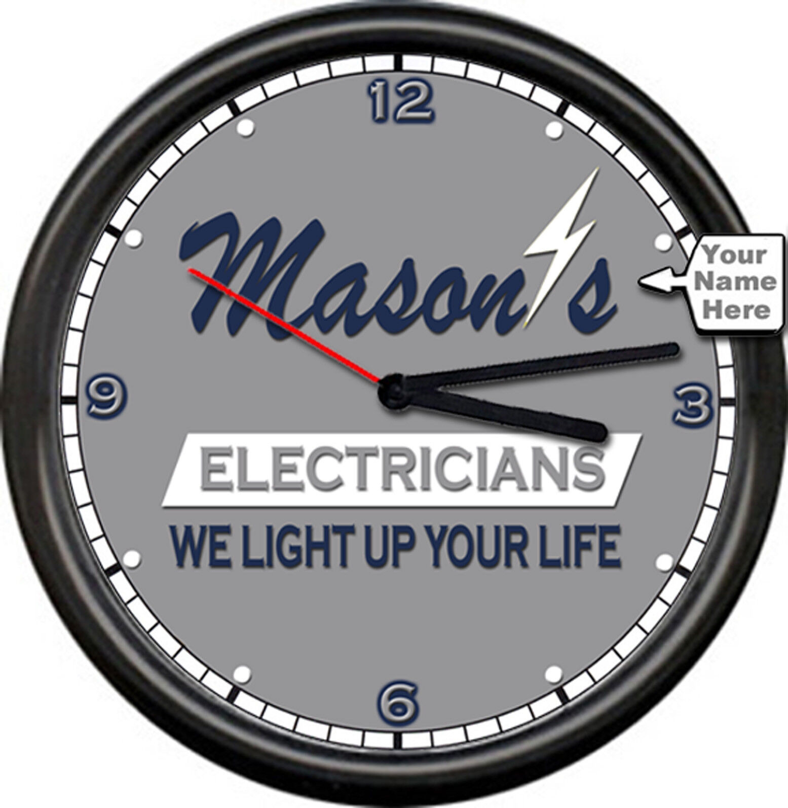 Electrician Electrical Tools Company Personalized Light Up Life Sign Wall Clock
