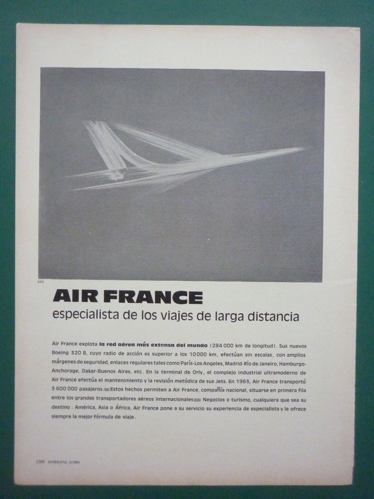 11/1964 PUB AIRLINE AIR FRANCE AIRLINE ORIGINAL SPANISH AD