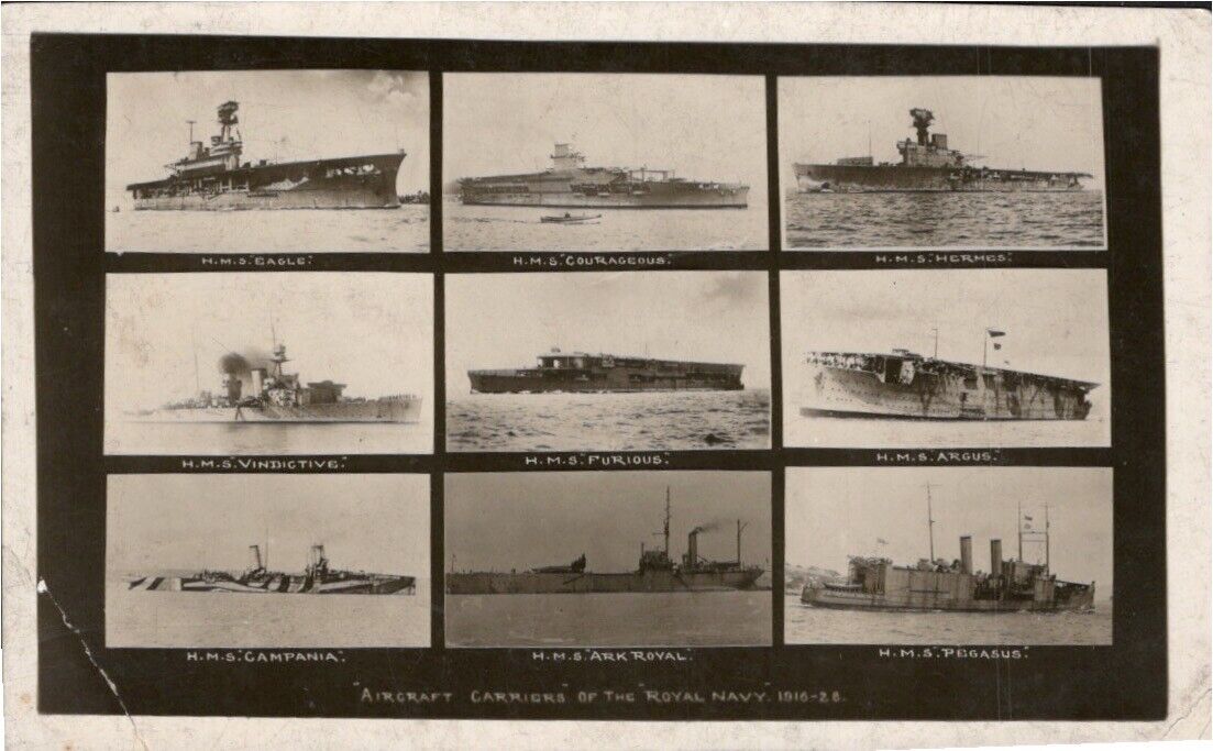 RPPC Air Craft Carriers Royal Navy 1916 Multi View Real Photo