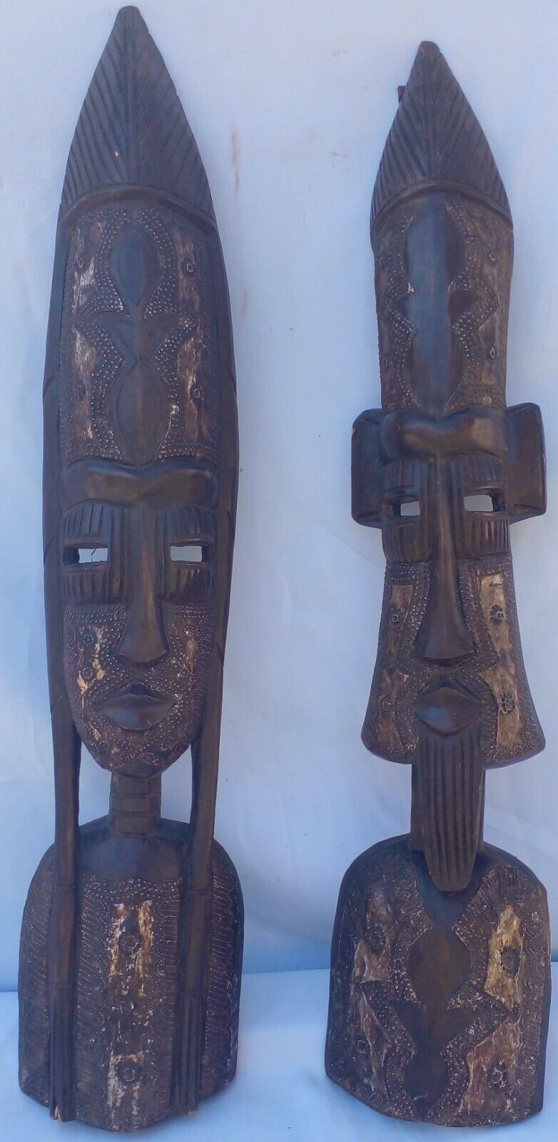 African masks for wall, large pair of fulani mask, wall sculpture, wood mask,...