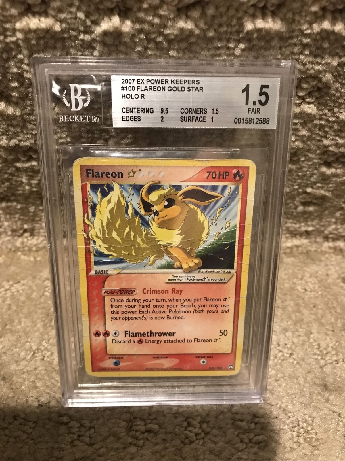 2007 Pokemon EX Power Keepers #100 Flareon Gold Star Holo BGS 1.5 w/ 9.5