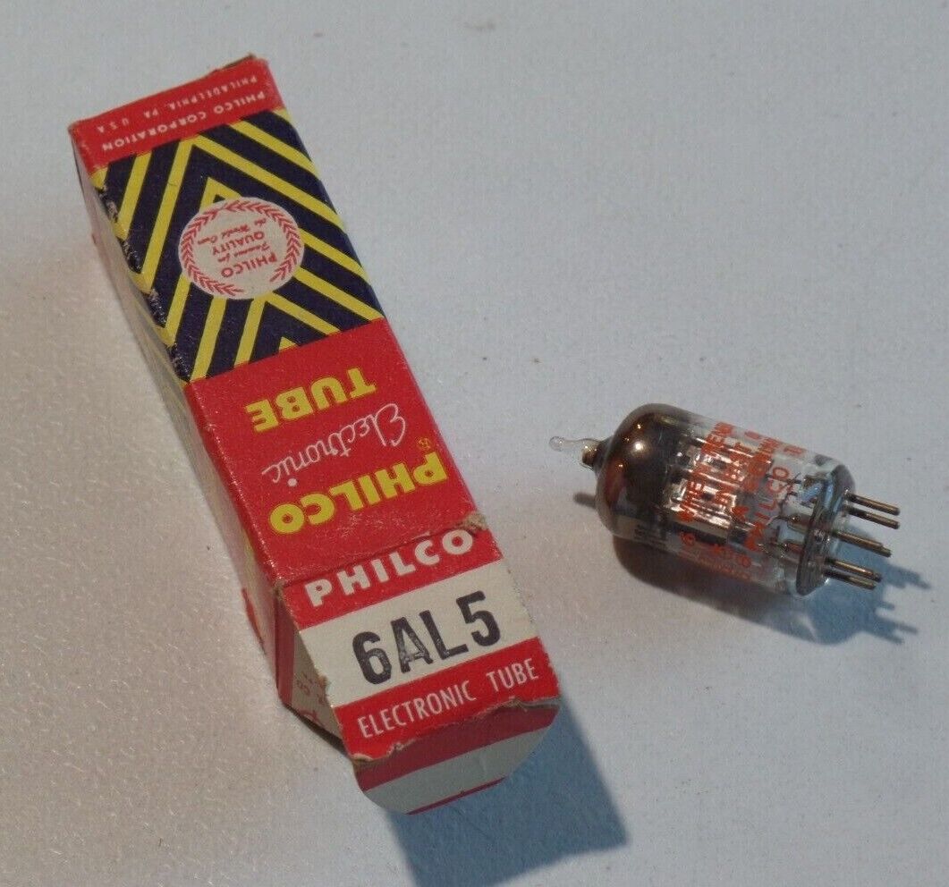 Vintage Philco Electronic Tube 6AL5 Vacuum Tube in Original Box Untested 