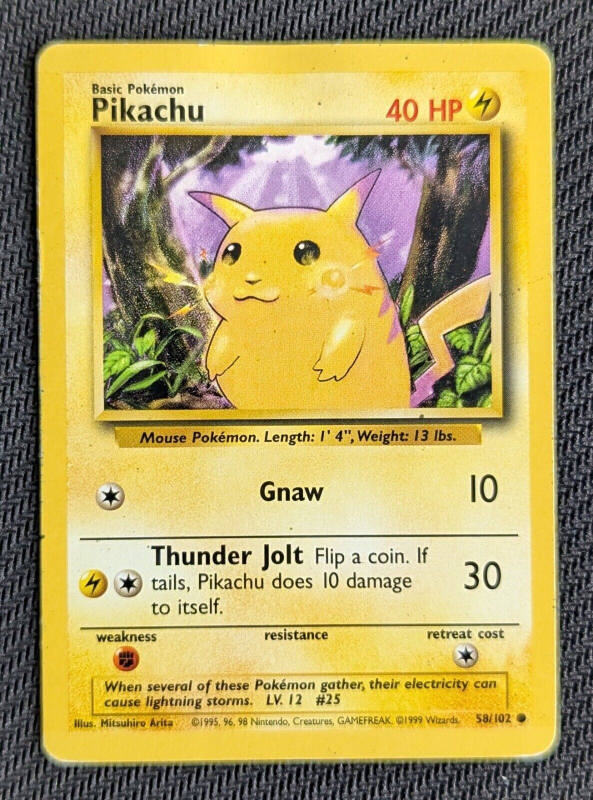Pikachu - 58/102 Non-Holo Common - Unlimited - Base Set - MP (B)