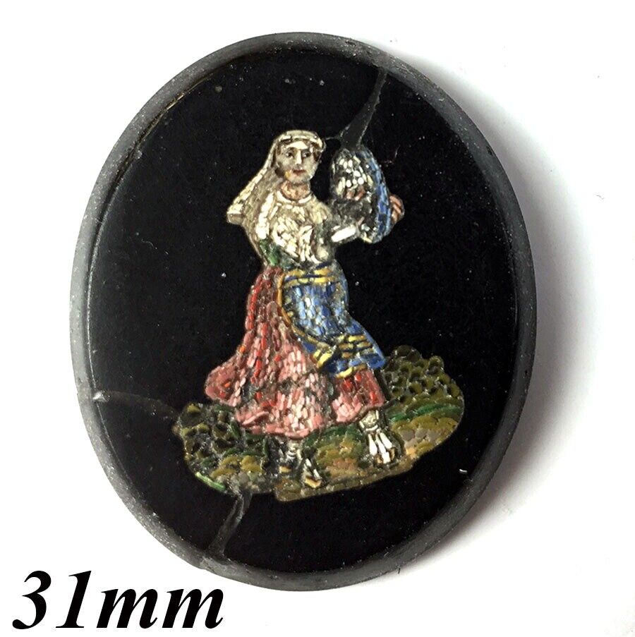 Antique 19th Century Italian Micro Mosaic Unmounted Plaque with Dancing Woman