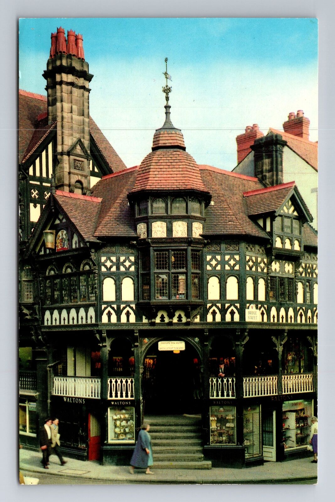 Chester-England, The Rows, Antique, Vintage Souvenir Postcard