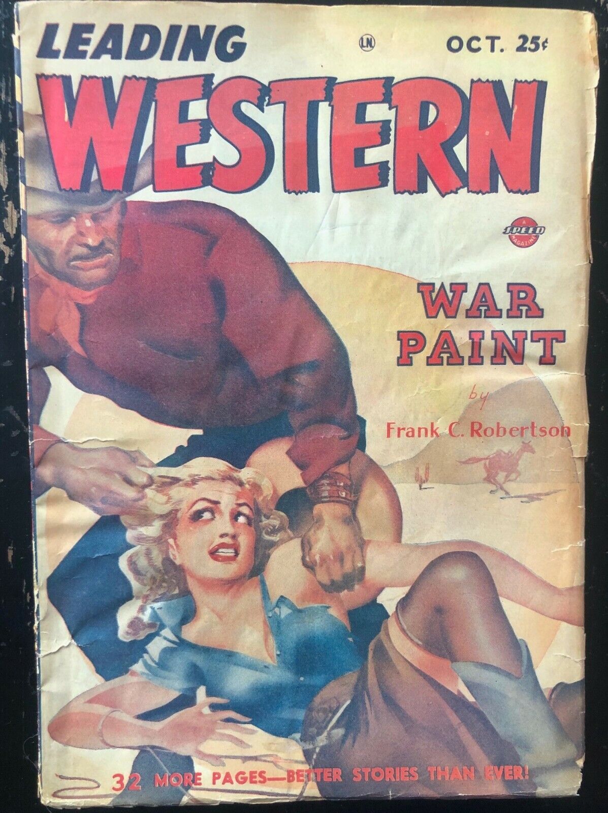 LEADING WESTERN Oct 1948 Pulp  Spicy cover.