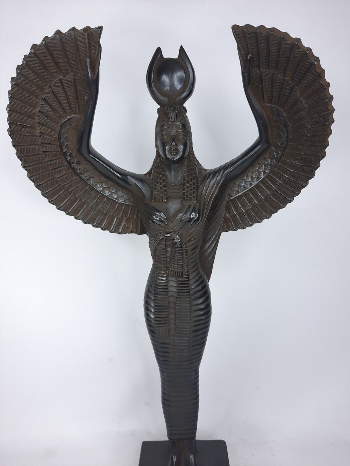UNIQUE ANCIENT EGYPTIAN STANDING Isis Goddess with Symbol of Hathor on the Head