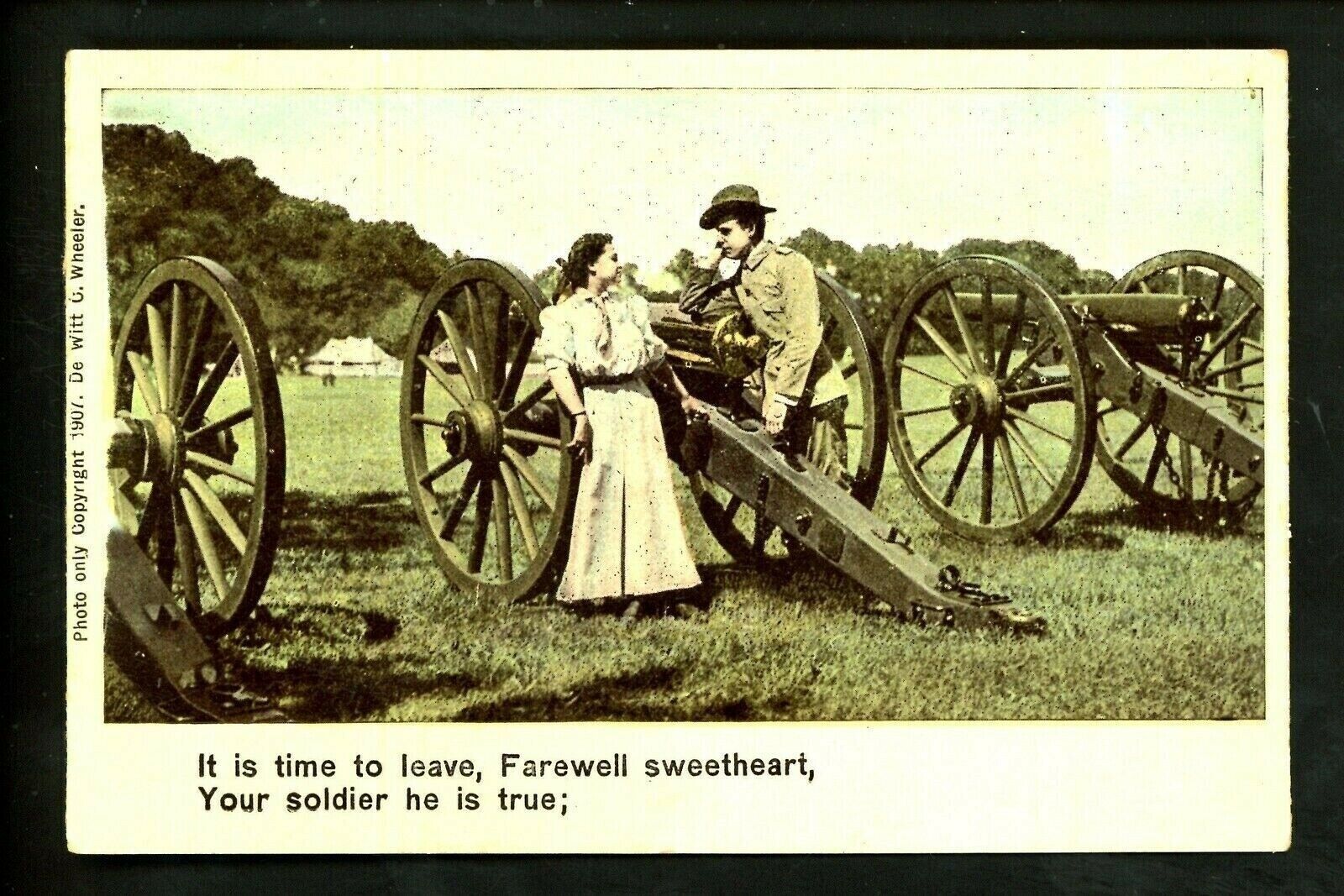 Military postcard U.S. Army soldier WWI Sentimental love couple