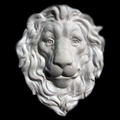 Lion Head wall sculpture plaque backsplash (white finish)