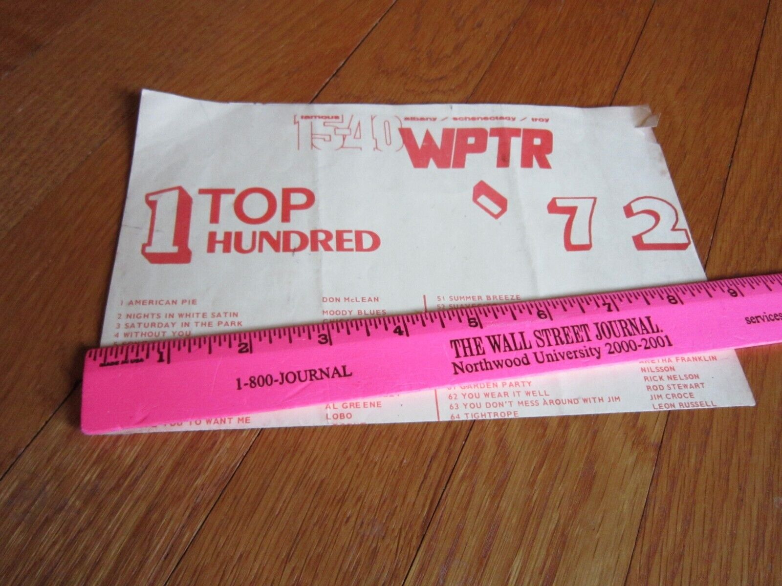 Vintage Radio WPTR Albany Schenectady Troy NY Collectible TOP 100 Songs 1972