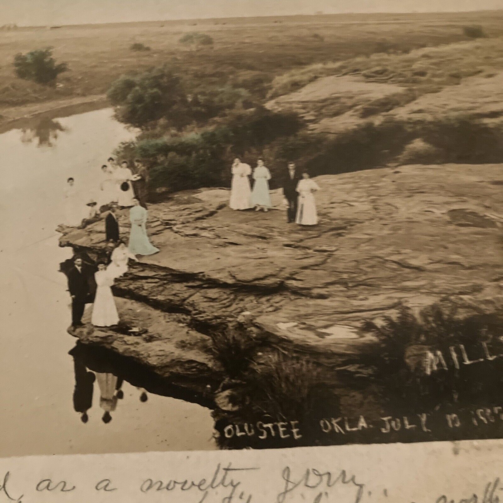 RPPC real photo old postcard Rocks Water Olustee OK Sep 23 1907 Miller photo