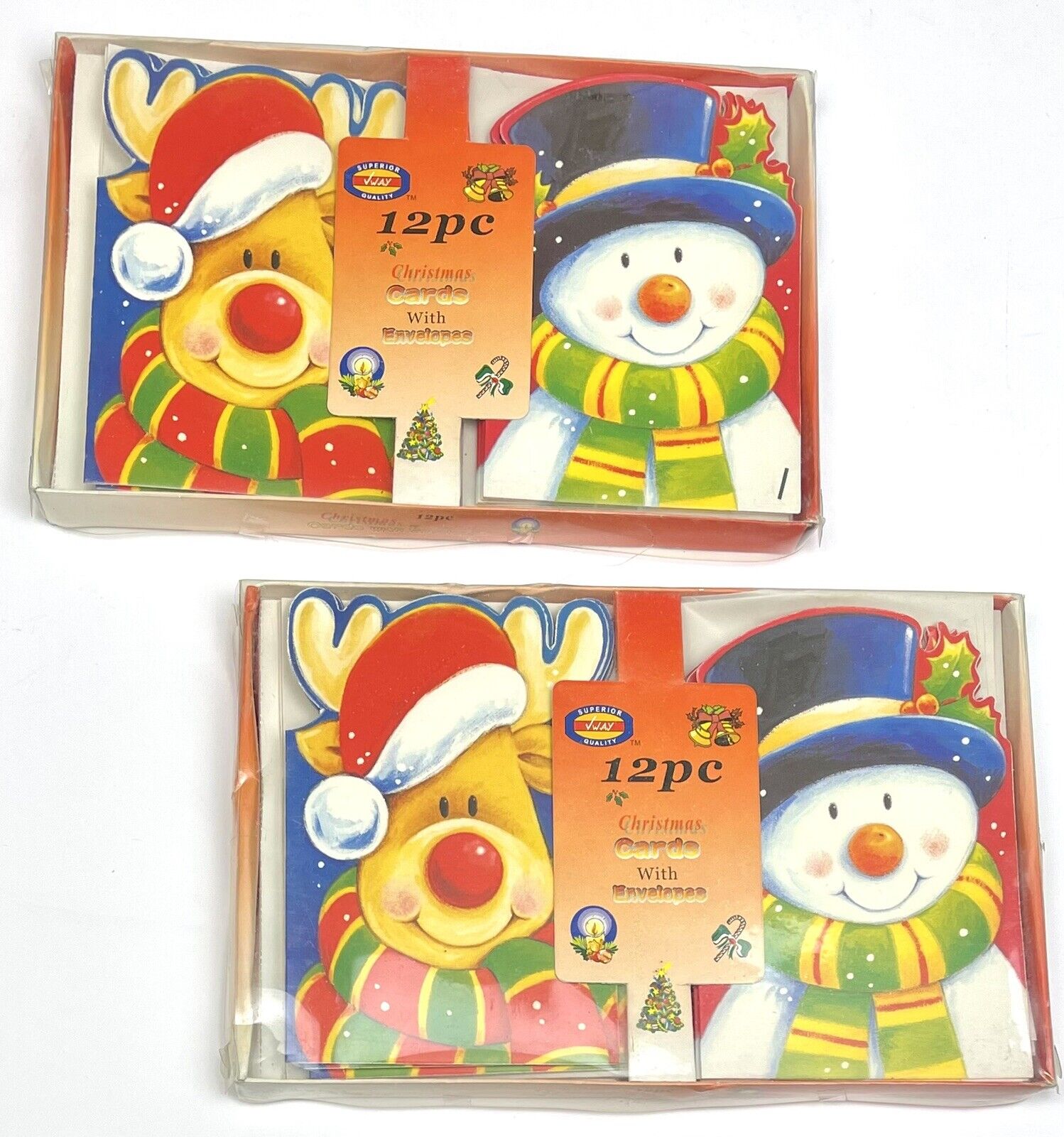 2x VTG 12pc (24 total) Superior Quality CHRISTMAS CARDS w/ Envelopes #KW6163 NIP