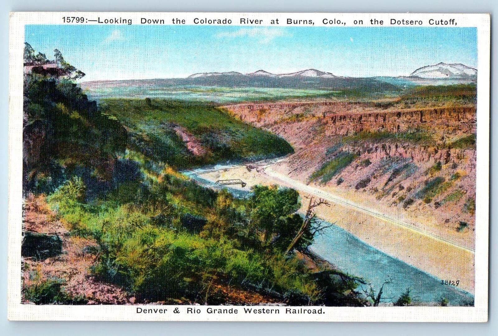 Burns Colorado CO Postcard Looking Down The Colorado River Scene c1920s Antique