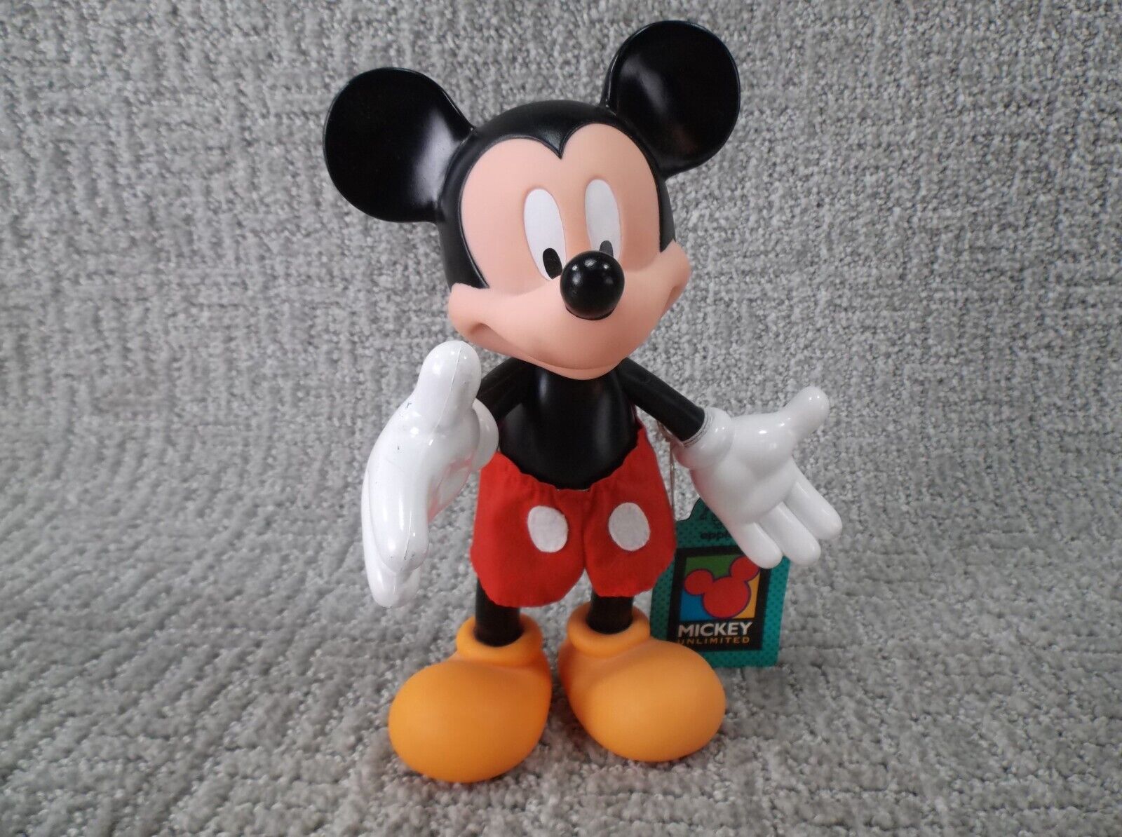 Vintage Disney Mickey Mouse Figure Vinyl Toy Moving Arms Legs Neck  8.5” 