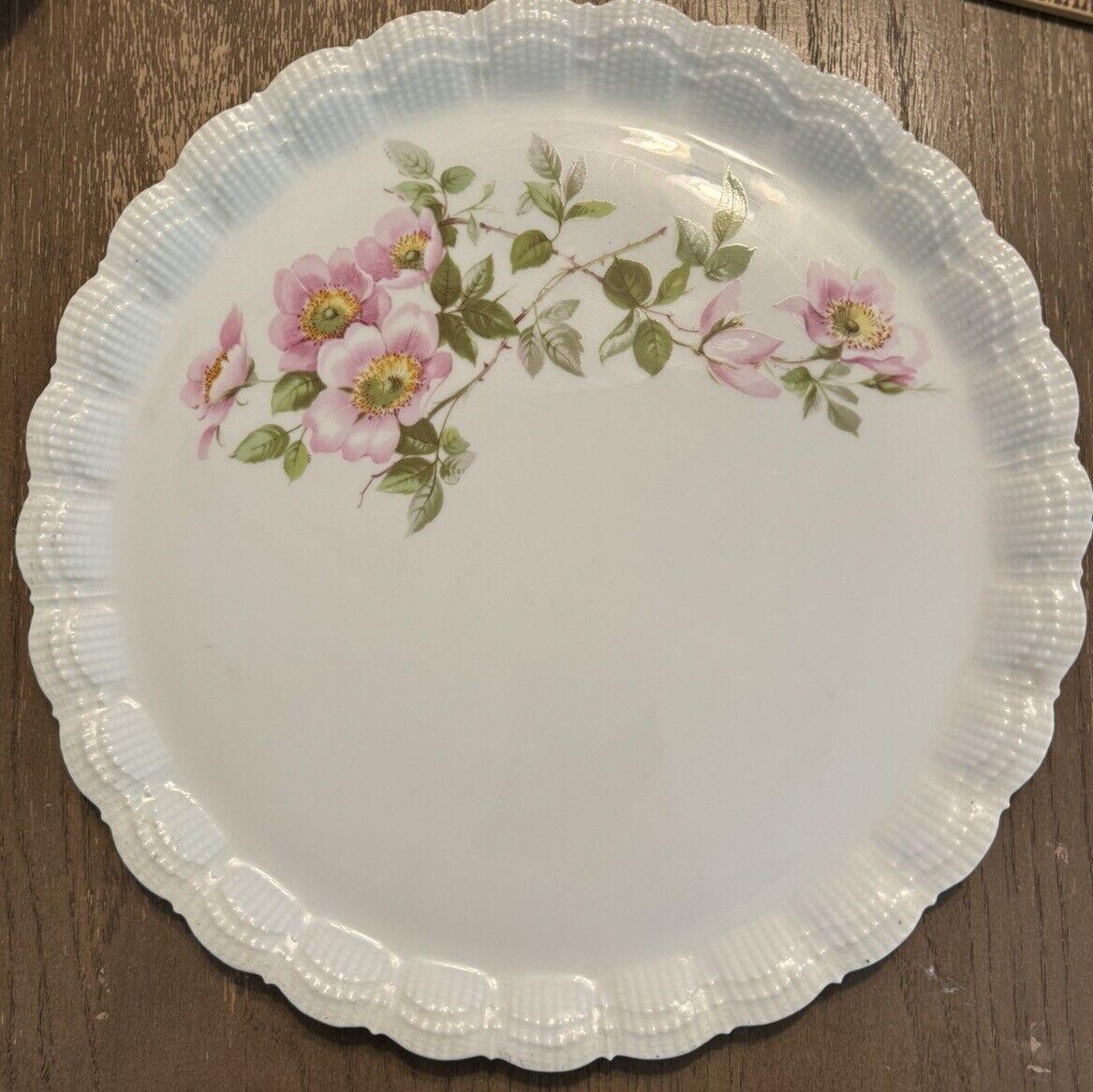 Limoges France 1836 Giraud Bush Rose Serving Platter Plate Porcelain Round