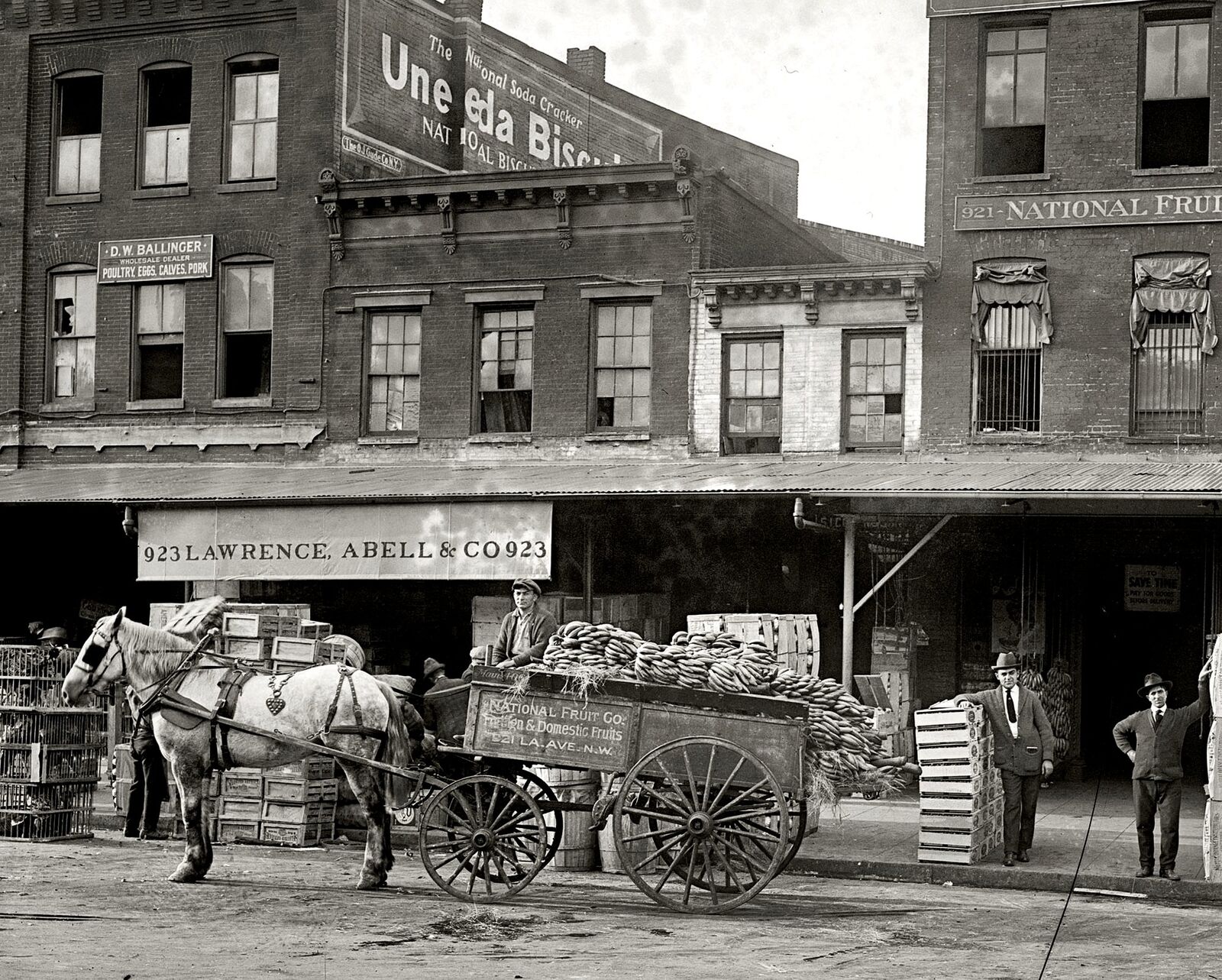1921 National Fruit Co WASHINGTON DC Horse Drawn Cart Street Scene Photo 175-Z)