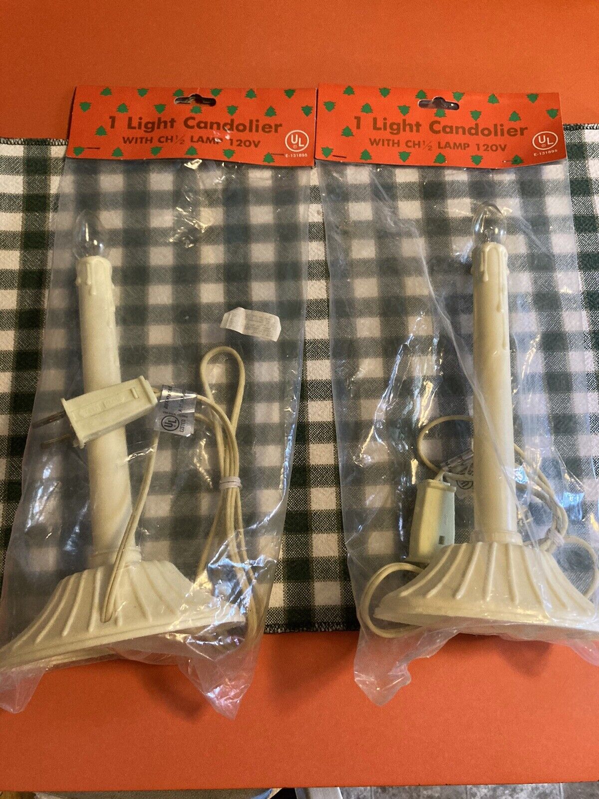 Vtg Single Light Candolier Lamp Christmas Plastic Drip Candle Lot of 2 NOS