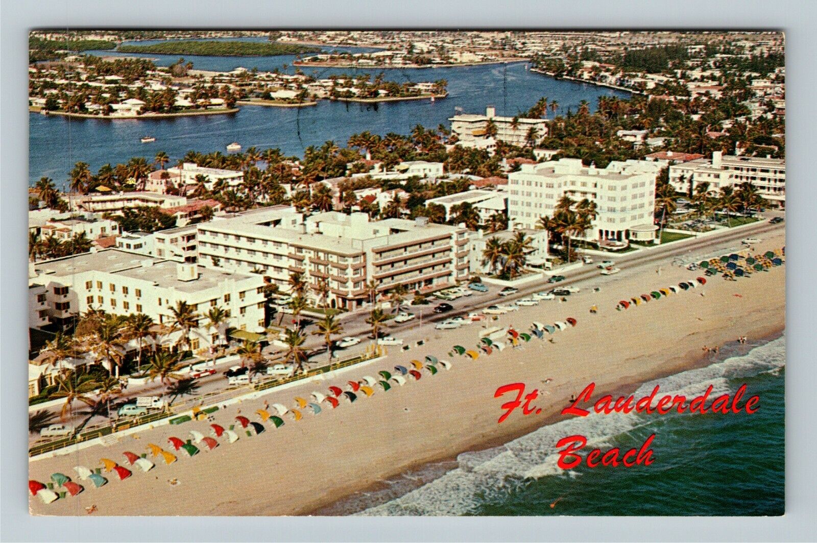 Ft. Lauderdale-Florida, Beach, Aerial View, c1969 Vintage Postcard