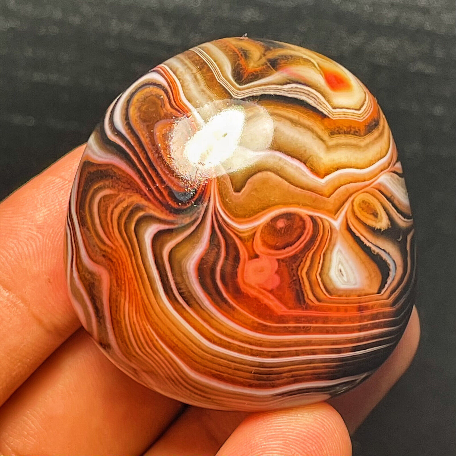 TOP 76G Natural Polished Silk Banded Lace Agate Crystal Stone Madagascar L264