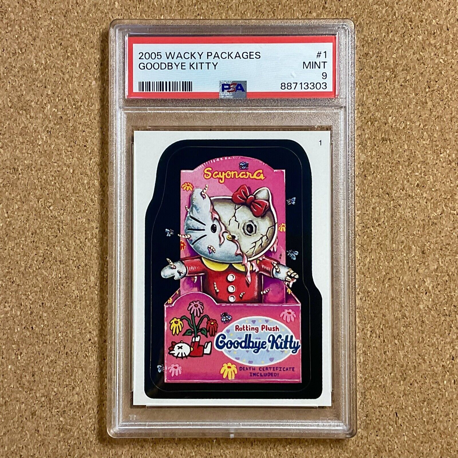GOODBYE KITTY #1 2005 Wacky Packages Hello Kitty Spoof Card PSA 9 MINT