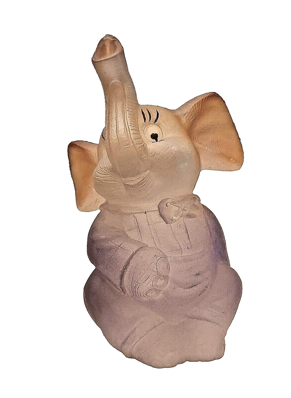 Vintage Miniature Ceramic Baby Elephant Figurine Gray Trunk Up Lucky, 1.75\
