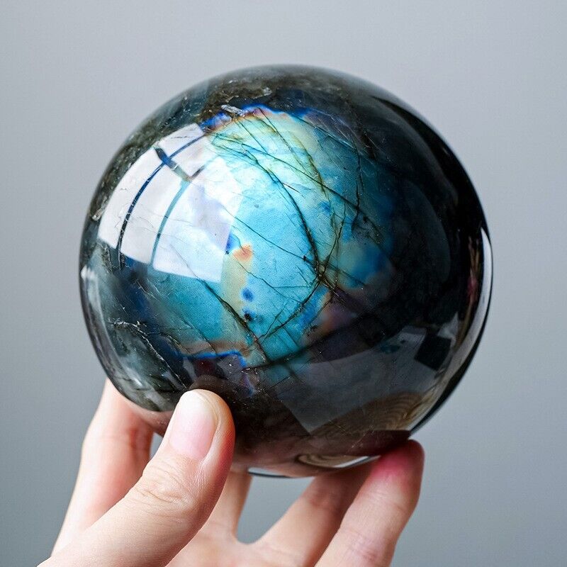 1pc Natural rainbow labradorite sphere 45mm+ quartz crystal ball gem healing