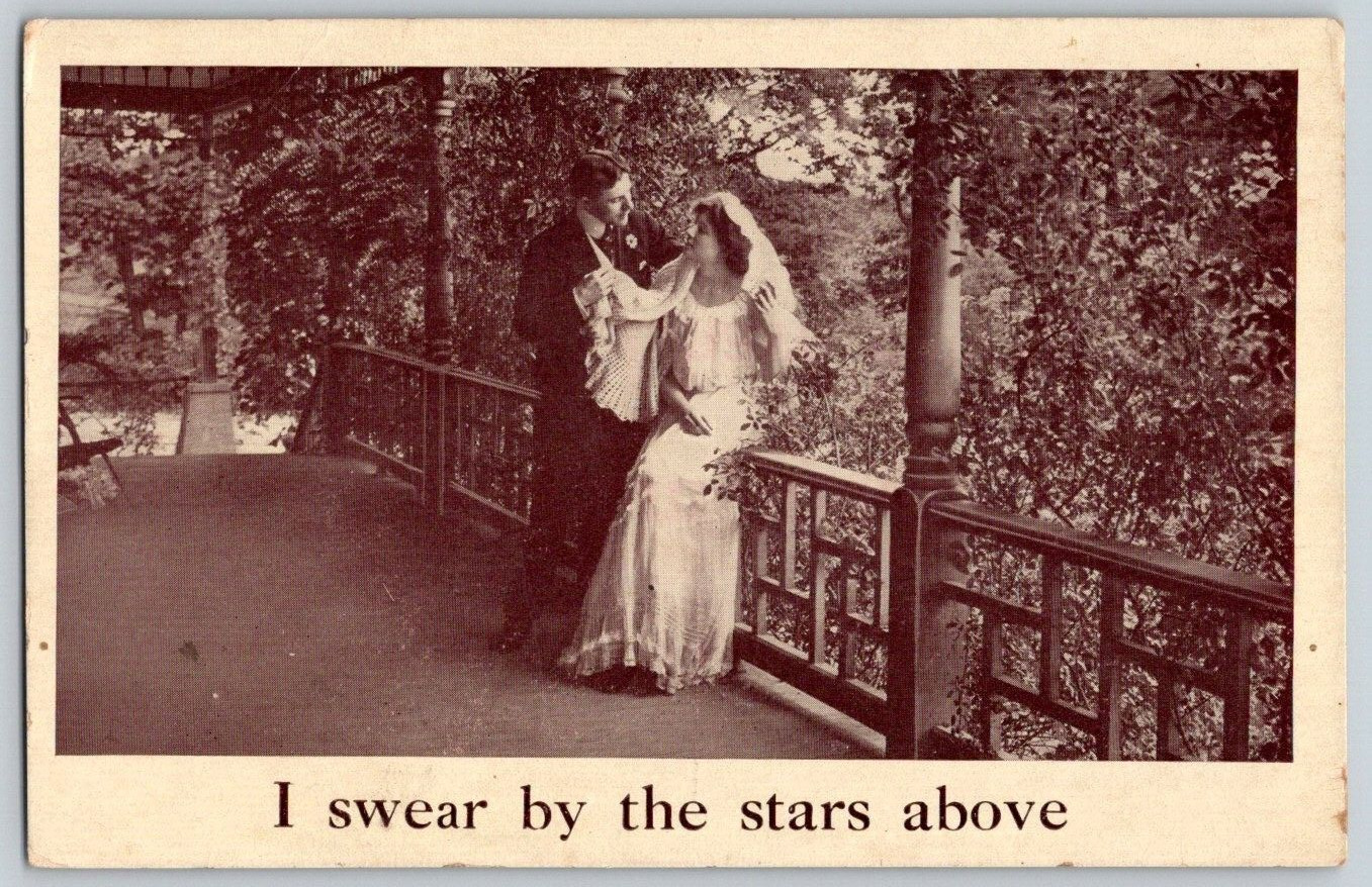 Postcard~ Love & Romance~ Wedding Scene~ Bride & Groom~ By The Stars Above