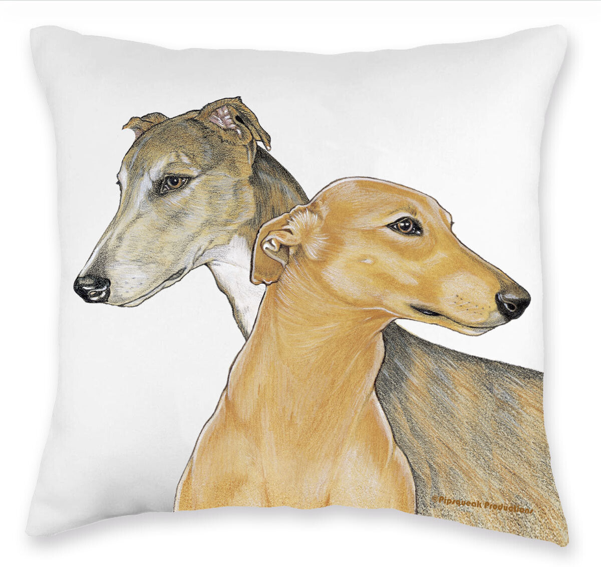 Greyhound Portrait, Decorative Throw Pillow, Cute Dog Accent Cushion, Home Decor