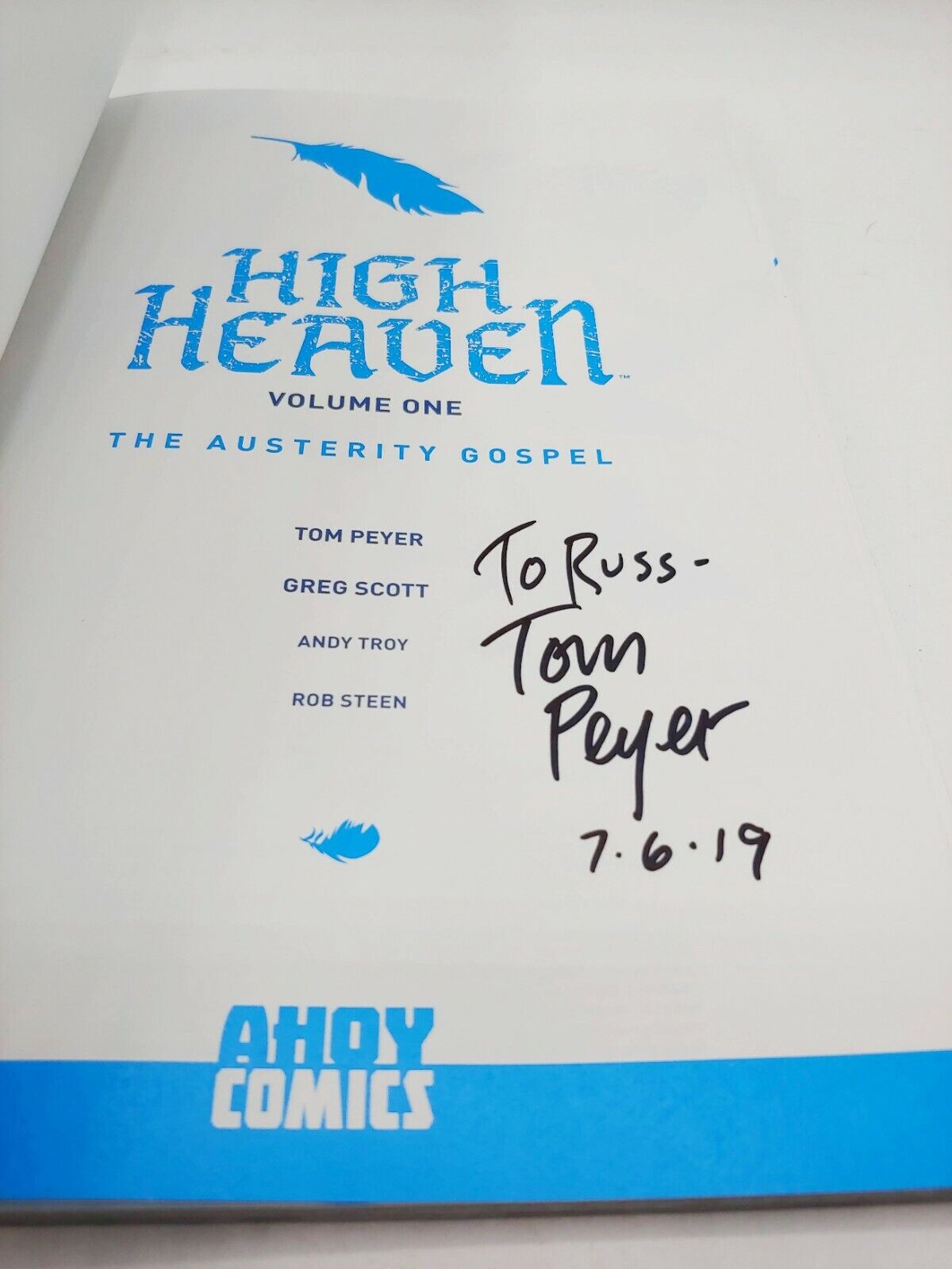SIGNED BY Tom Peyer High Heaven The Austerity Gospel TPB Vol 1 #1 2 3 4 5 CB1