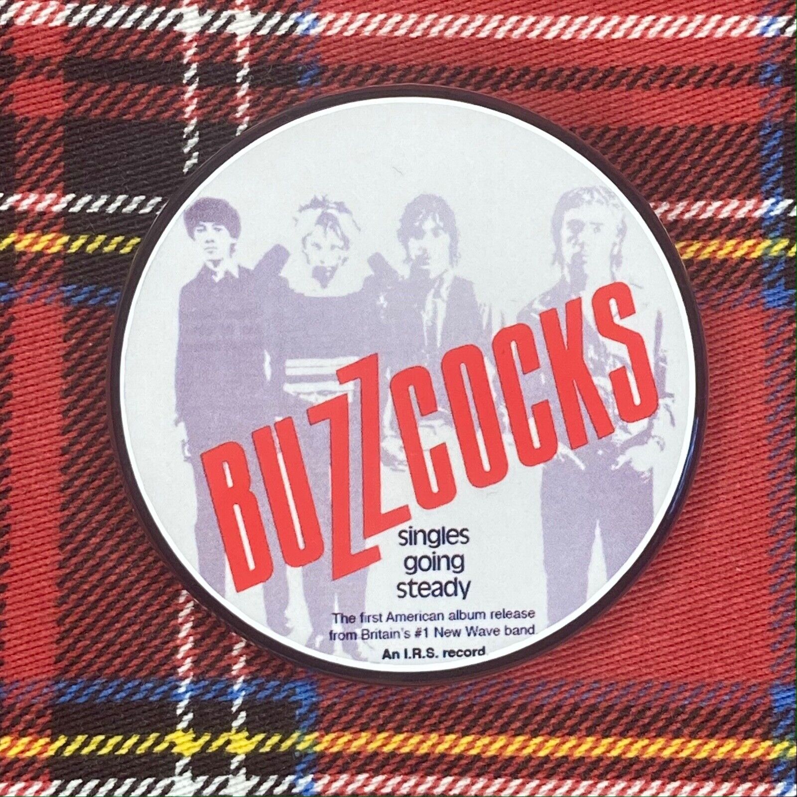 BUZZCOCKS Singles Going Steady Ad Advert Pin Button Badge I.R.S. Records US 1979