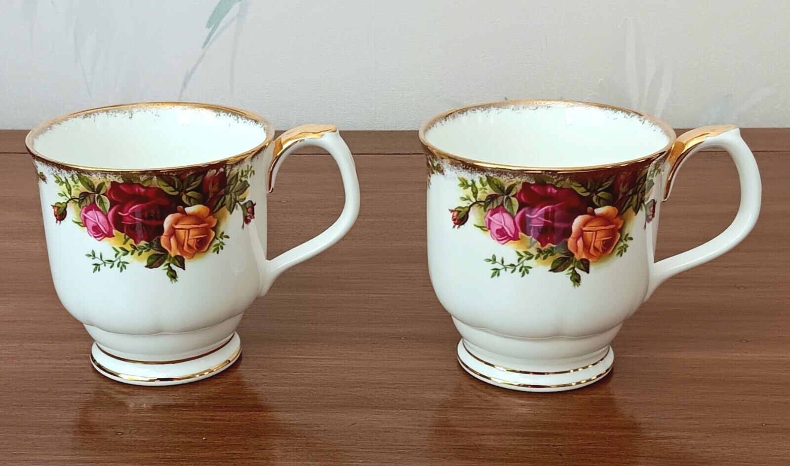 Royal Albert Old Country Roses Bone China 2 Footed Coffee Mugs Made in England