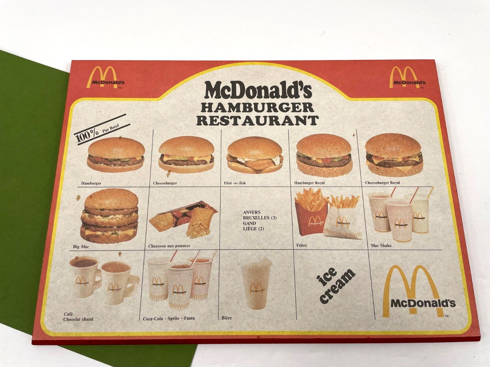Vintage 1982 McDonald\'s Hanburger Restaurant Wood Menu Wall Plaque French