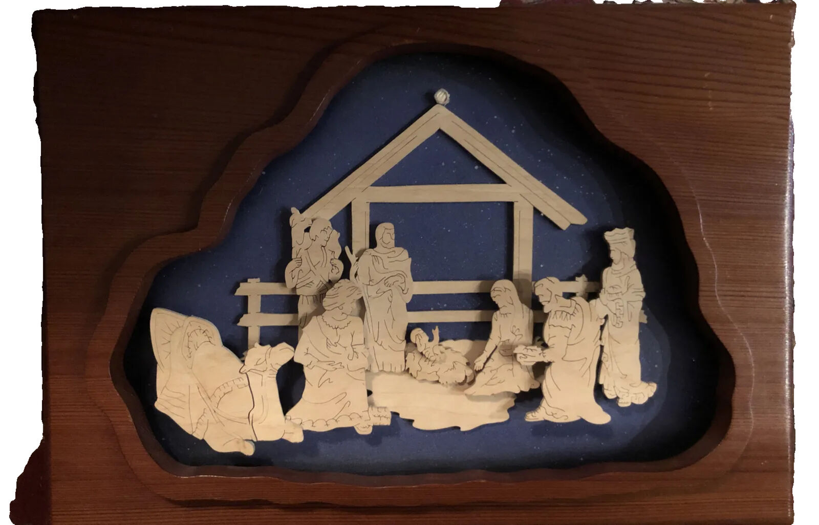 Wooden Wall Art Carved 3D Nativity Scene