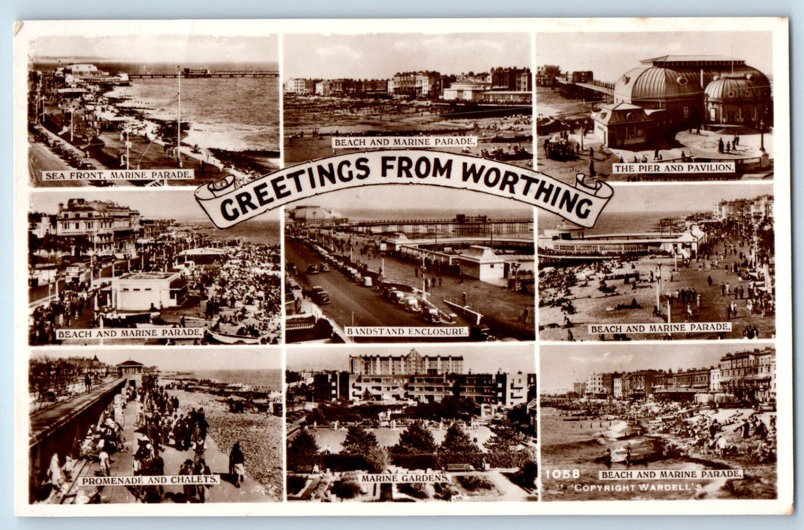 Sussex England Postcard Greetings from Worthing 1954 Multiview RPPC Photo