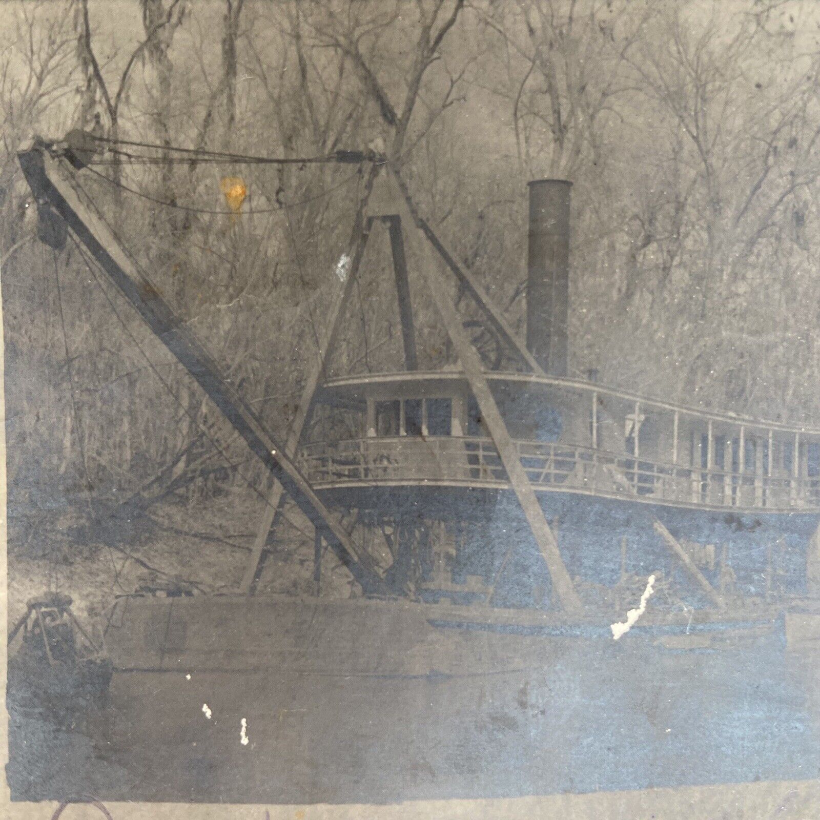 Antique Postcard TX Texas Dredge Boat on Guadalupe River RPPC Real Photo 1909