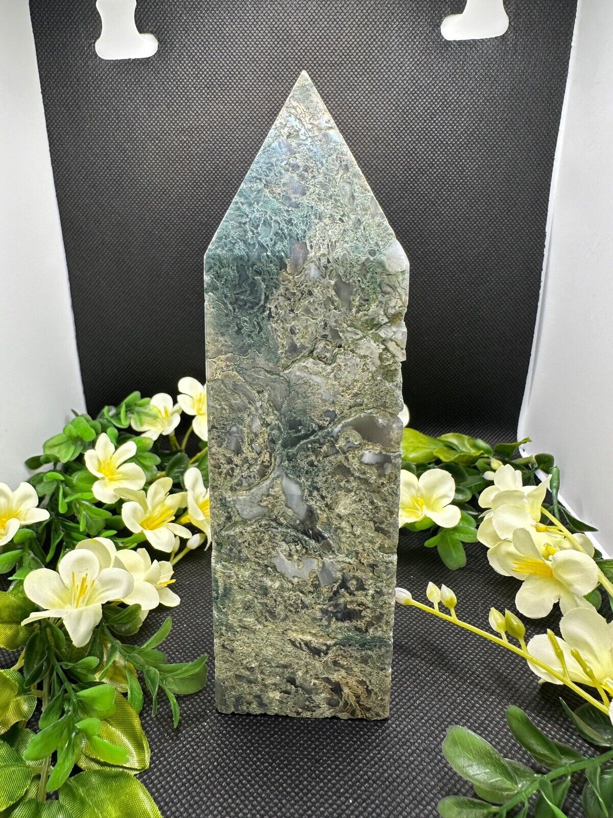 Large Moss Agate Tower