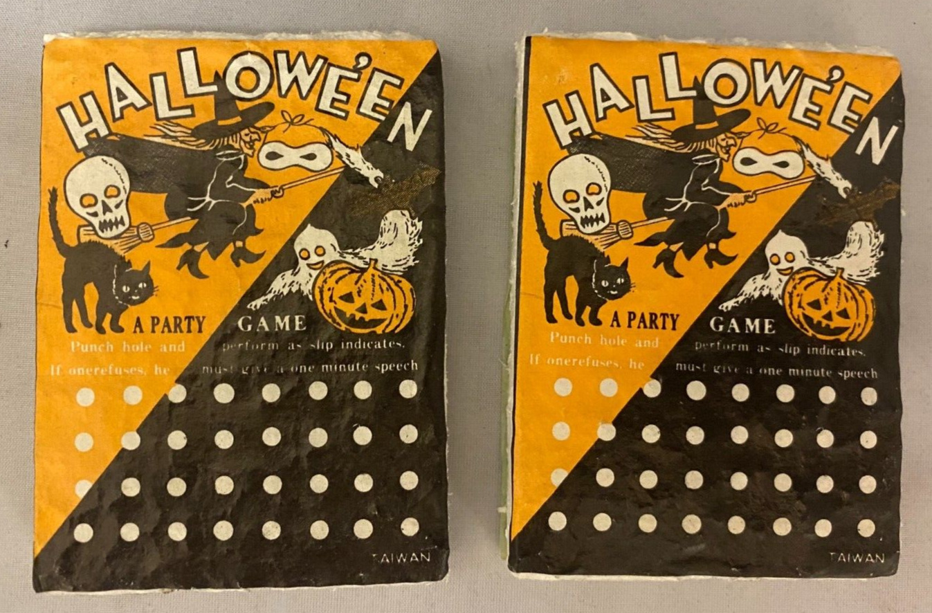PAIR OF 1970'S VINTAGE Halloween Styrofoam Punch Board / Card  Party Game