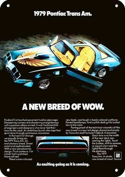 1979 PONTIAC TRANS AM Sports Car & T-Top New Breed DECORATIVE REPLICA METAL SIGN