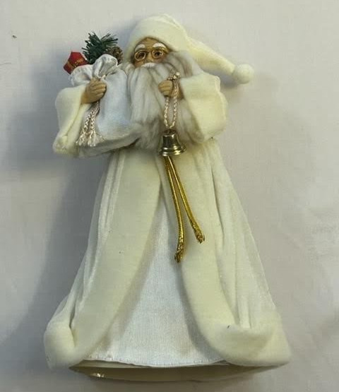 Father Christmas Tree Topper 11 inch White Glasses Presents Satchel Santa Clause