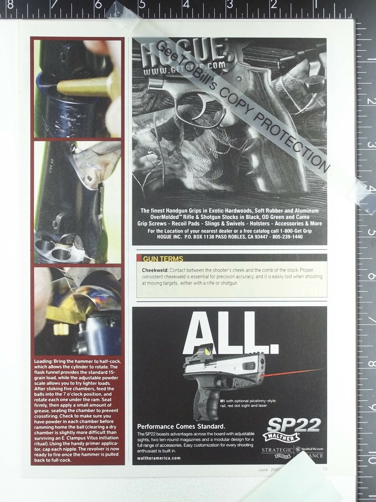 2008 ADVERTISING ADVERTISEMENTS- Walther M1 SP22 pistol gun handgun, Hogue grips